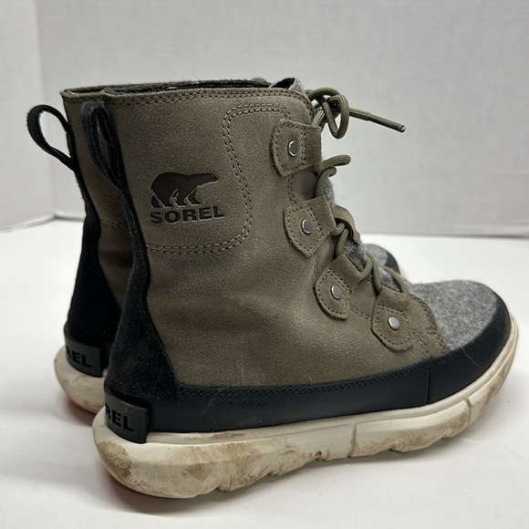 Sorel Explorer Joan Waterproof Lace Up Winter Boots Suede Sage Women's Size 6.5 - Picture 4 of 9